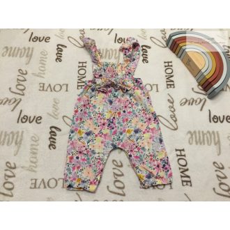   TU 3-6 h 62-68 cm  fodros-virágmintás vékony puha vászon lány playsuit - újszerű,hibátlan
