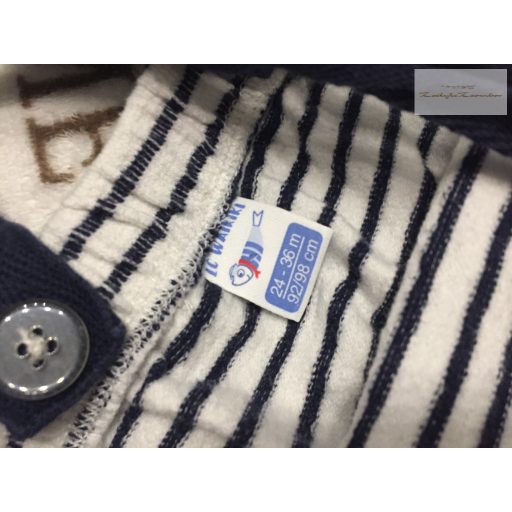LC Waikiki 2-3 év 92-98 cm kék - fehér csíkos pamut fiú kantáros nadrág - újszerű,hibátlan