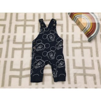   George újszülött 50 - 56 cm 4,1 kg kék, fehér Mickey mintás pamut fiú kantáros nadrág  újszerű,hibátlan
