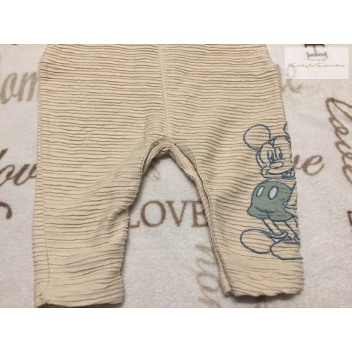 Disney at Primark 9-12 hó 74-80 cm bézs, Mickey mintás pamut fiú kantáros nadrág-újszerű,hibátlan