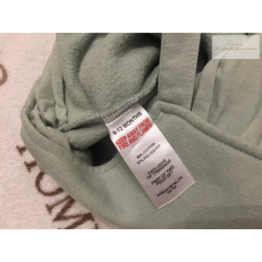 Matalan 9 -12 hó 74 -80 cm halvány zöld panda fej mintás pamut fiú kantáros nadrág - újszerű,hibátlan