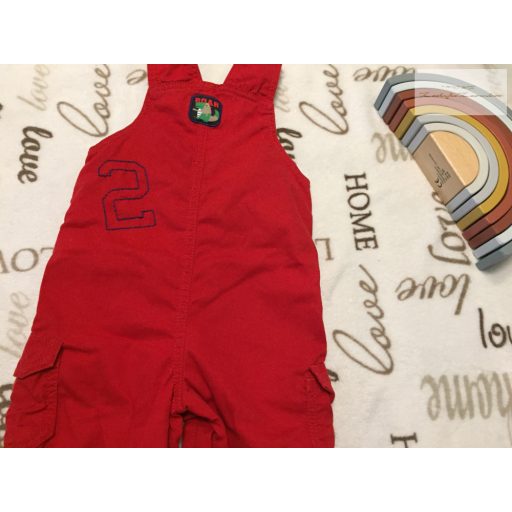 M§S 18-24 hó 86-92 cm piros, dinó mintás pamutos farmer fiú kantáros nadrág- újszerű, hibátlan