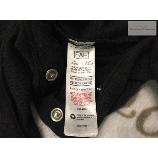 F§F 18 - 24 hó 92 cm fekete oldalt zsebes pamut fiú kantáros nadrág-újszerű,hibátlan