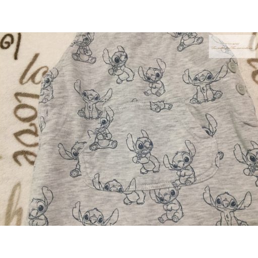 Disney at George 6 - 9 hó 68-74 cm szürke, Lilo és Stich mintás pamut fiú kantáros nadrág -- újszerű,hibátlan