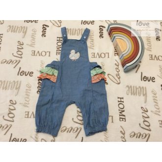   Mothercare 3-6 hó 62-68 cm fodros, kiskacsa mintás belül pamut lány kantáros nadrág-újszerű,hibátlan