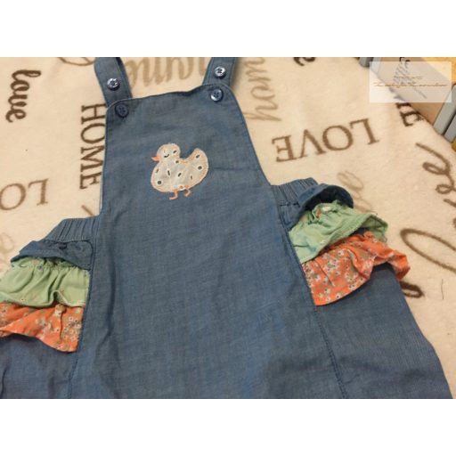 Mothercare 3-6 hó 62-68 cm fodros, kiskacsa mintás belül pamut lány kantáros nadrág-újszerű,hibátlan