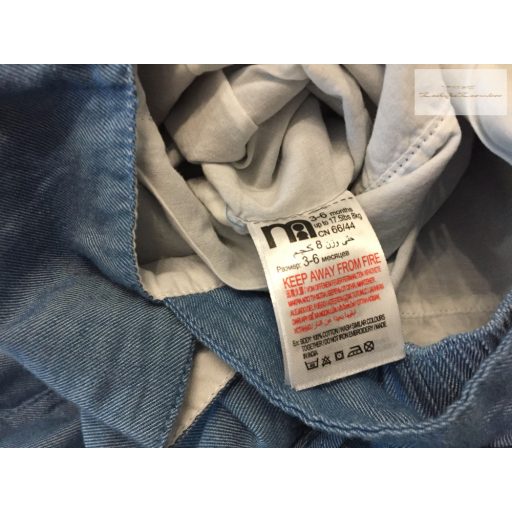 Mothercare 3-6 hó 62-68 cm fodros, kiskacsa mintás belül pamut lány kantáros nadrág-újszerű,hibátlan