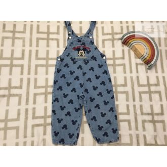   Disney at Primark 2-3 év 98 cm  Mickey mintás puha farmer fiú kantáros nadrág - újszerű,hibátlan