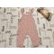Next 9-12 hó 11 kg 80 cm   rózsaszín virágmintás pamut béléses mikrokord lány kantáros nadrág / playsuit - újszerű,hibátlan