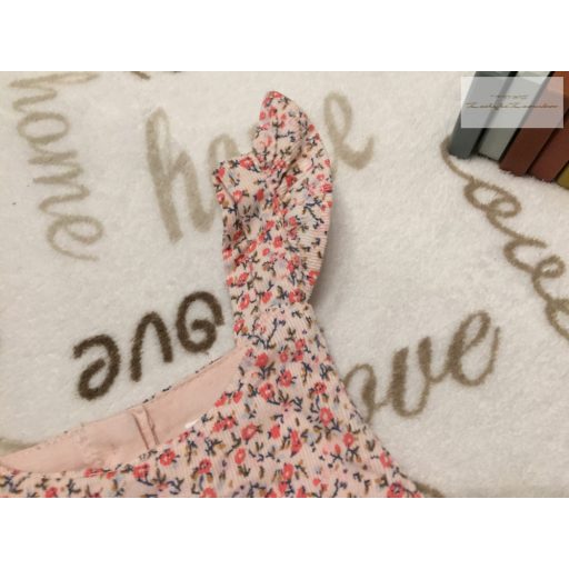 Next 9-12 hó 11 kg 80 cm   rózsaszín virágmintás pamut béléses mikrokord lány kantáros nadrág / playsuit - újszerű,hibátlan