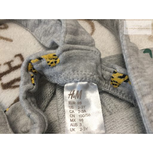 H§M 2-3 év 98 cm szürke, tigris mintás vékony pamut fiú kantáros nadrág- újszerű,hibátlan