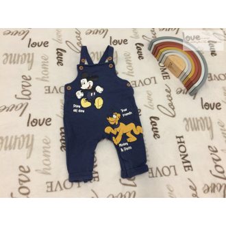   Disney 3-6 hó 62-68 cm kék, Mickey- Pluto mintás pamut fiú kantáros nadrág-  újszerű,hibátlan