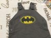 Batman 6-9 hó 74 cm szürke, Batman logós pamut fiú kantáros nadrág - újszerű,hibátlan