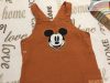 Disney at Primark 9-12 hó 74-80 cm barna, Mickey mintás pamut fiú kantáros nadrág-újszerű, hibátlan