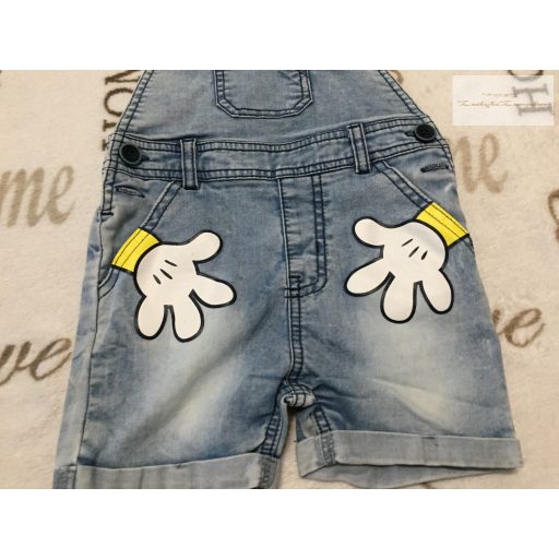 Little boy 18-24 hó 92 cm Mickey kéz mintás vékony farmer fiú kantáros rövidnadrág- újszerű,hibátlan