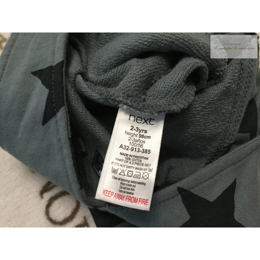 Next 2-3 év 92- 98 cm khaki, nagy csillag mintás pamut fiú kantáros rövidnadrág-újszerű, hibátlan