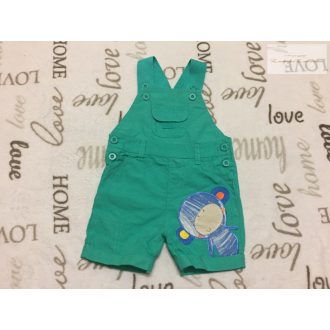   Mothercare 0 - 3 hó 62 cm zöld, szárán majom mintás vékony anyagú fiú kantáros rövidnadrág- új, átnőtt