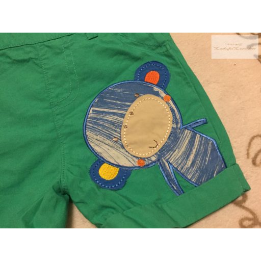 Mothercare 0 - 3 hó 62 cm zöld, szárán majom mintás vékony anyagú fiú kantáros rövidnadrág- új, átnőtt