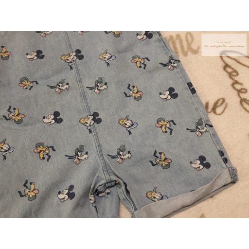 Disney at Primark 2-3 év 98 cm Mickey-Donald-Pluto mintás vékony farmer fiú kantáros rövidnadrág - újszerű,hibátlan