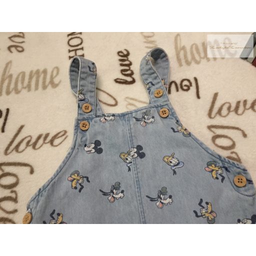 Disney at Primark 2-3 év 98 cm Mickey-Donald-Pluto mintás vékony farmer fiú kantáros rövidnadrág - újszerű,hibátlan