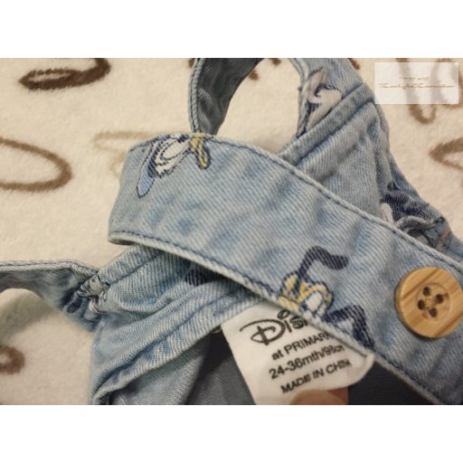 Disney at Primark 2-3 év 98 cm Mickey-Donald-Pluto mintás vékony farmer fiú kantáros rövidnadrág - újszerű,hibátlan