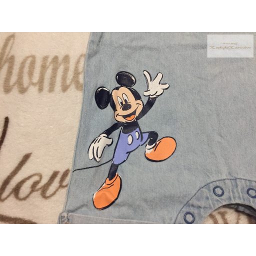 Disney at Primark 9-12 hó 74-80 cm Mickey mintás vékonyabb farmer fiú kantáros nadrág-újszerű,hibátlan