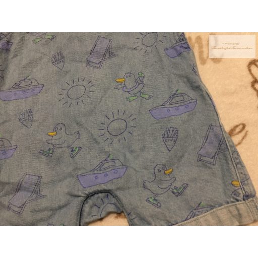 M§S 6-9 hó  72 cm 9 kg hajó - sirály -nap mintás vékonyabb farmer fiú kantáros nadrág- újszerű, hibátlan