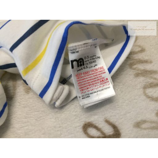 Mothercare 0-3 hó 6,5 kg  színes csíkos vékony pamut fiú kantáros rövidnadrág- újszerű,hibátlan