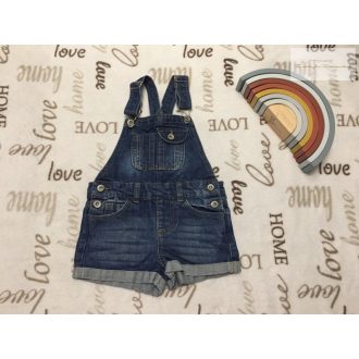   Denim 4-5 év 110 cm sötétkék  farmer lány kantáros rövidnadrág - újszerű,hibátlan