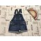 Denim 4-5 év 110 cm sötétkék  farmer lány kantáros rövidnadrág - újszerű,hibátlan
