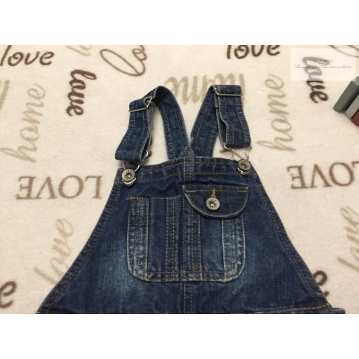Denim 4-5 év 110 cm sötétkék  farmer lány kantáros rövidnadrág - újszerű,hibátlan