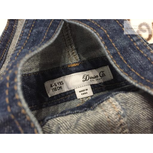 Denim 4-5 év 110 cm sötétkék  farmer lány kantáros rövidnadrág - újszerű,hibátlan