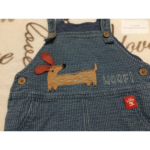 Next 9-12 hó 80 cm tacskó - kutya mintás farmer-pamut fiú kantáros rövidnadrág-újszerű,hibátlan