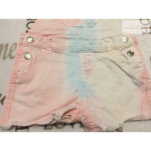 Denim 3-4 év 104 cm rózsaszín - világoskék - farmer lány kantáros rövidnadrág-újszerű,hibátlan