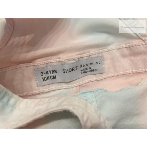 Denim 3-4 év 104 cm rózsaszín - világoskék - farmer lány kantáros rövidnadrág-újszerű,hibátlan