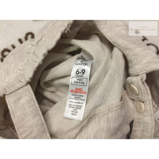 Disney at George 6 - 9 hó 68-74 cm bézs, Micimackó mintás pamut fiú kantáros rövidnadrág -- újszerű,hibátlan