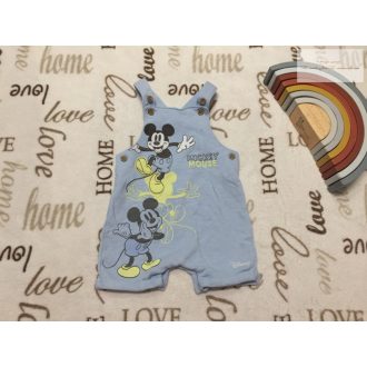   Disney at TU 3-6 hó 62-68 cm világoskék, Mickey mintás pamut fiú kantáros rövidnadrág - újszerű,hibátlan
