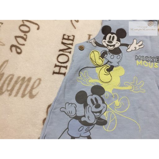 Disney at TU 3-6 hó 62-68 cm világoskék, Mickey mintás pamut fiú kantáros rövidnadrág - újszerű,hibátlan