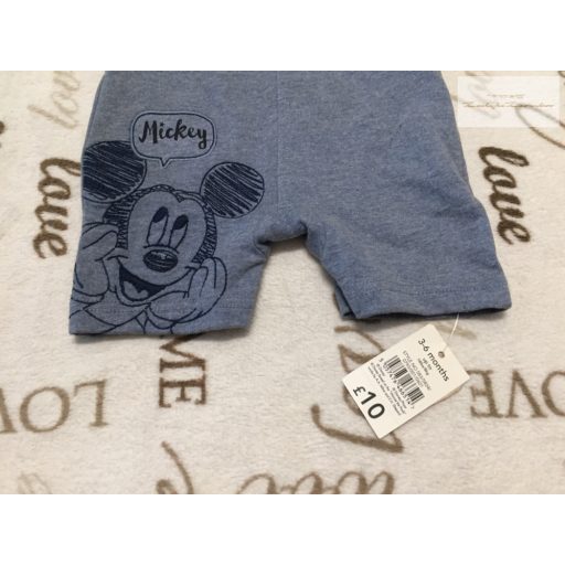 Disney at George 3-6 hó 62-68 cm kék, Mickey  mintás pamut fiú kantáros nadrág - új, címkés