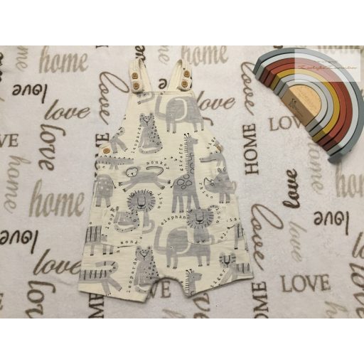 George 12  - 18 hó 86 cm bézs, tigris-zsiráf- zebra mintás pamut fiú kantáros rövidnadrág - újszerű,hibátlan