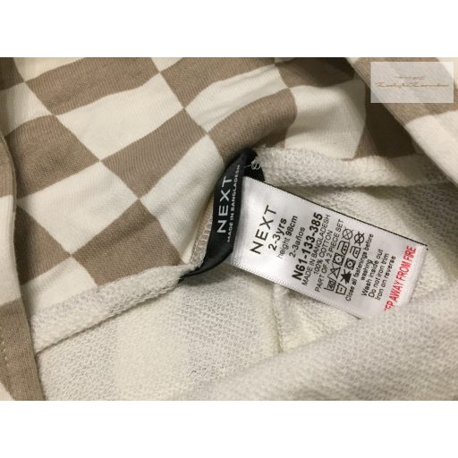 Next 2-3 év 98 cm khaki - bézs kockás-elöl zsebes pamut fiú kantáros rövidnadrág-  új, átnőtt, csak lecímkézve