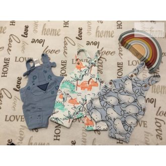   Next, Matalan up to 3 month 6 kg bálna- oroszlán - dinó mintás pamut fiú kantáros rövidnadrág szett 3 db -újszerű,hibátlan