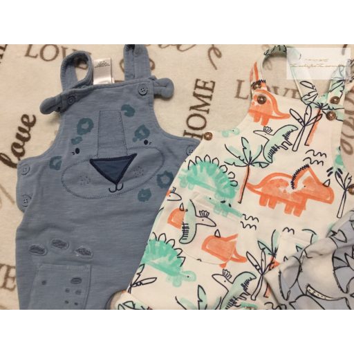 Next, Matalan up to 3 month 6 kg bálna- oroszlán - dinó mintás pamut fiú kantáros rövidnadrág szett 3 db -újszerű,hibátlan