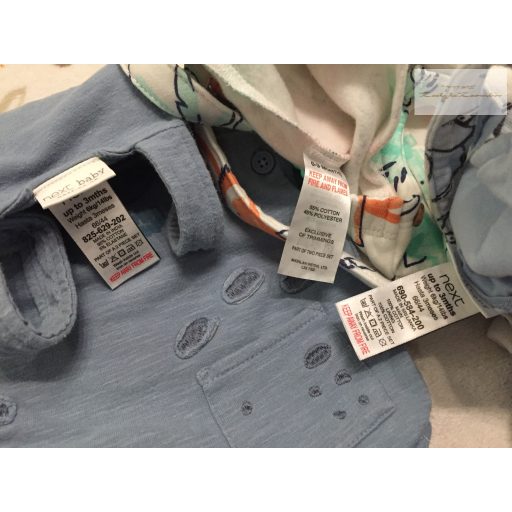 Next, Matalan up to 3 month 6 kg bálna- oroszlán - dinó mintás pamut fiú kantáros rövidnadrág szett 3 db -újszerű,hibátlan