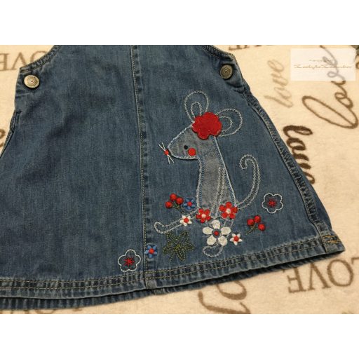 Mothercare 2- 3 év 92-98 cm  kisegér-virág mintás puha pamutos farmer  lány kantáros szoknya- újszerű,hibátlan