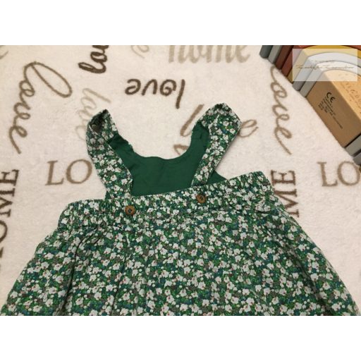 Mini Club 0-3 hó 6,5 kg zöld, fehér virágmintás vékony pamut lány kantáros szoknya- újszerű,hibátlan