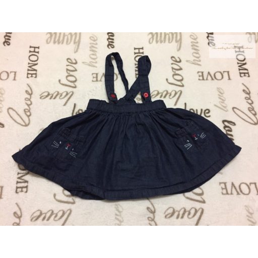 Matalan 6 - 9 hó 68 - 74 cm zsebein cica fej mintás véklony farmer lány kantáros szoknya  újszerű,hibátlan