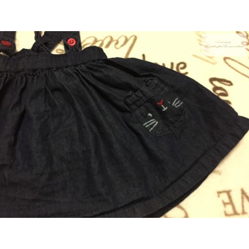 Matalan 6 - 9 hó 68 - 74 cm zsebein cica fej mintás véklony farmer lány kantáros szoknya  újszerű,hibátlan