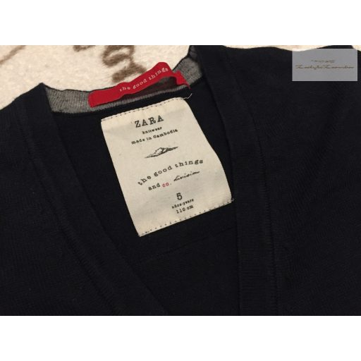 Zara 5 év 110 cm sötétkék vékony kötött fiú kardigán - új, csak lecímkézve 