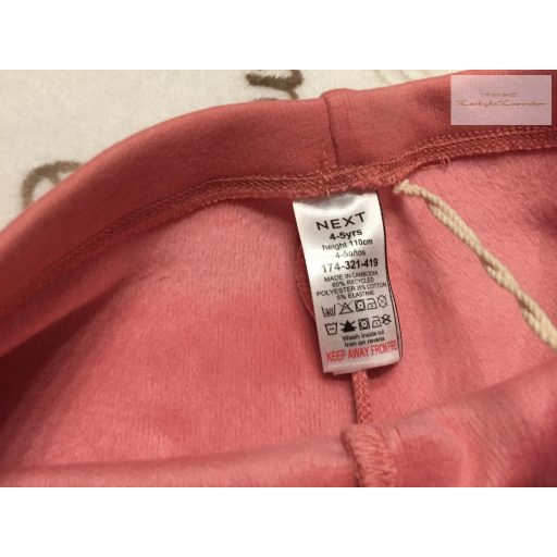 Next 4-5 év 110 cmrózsaszín, térdén maci fej mintás, polár béléses  lány legging-új, címkés